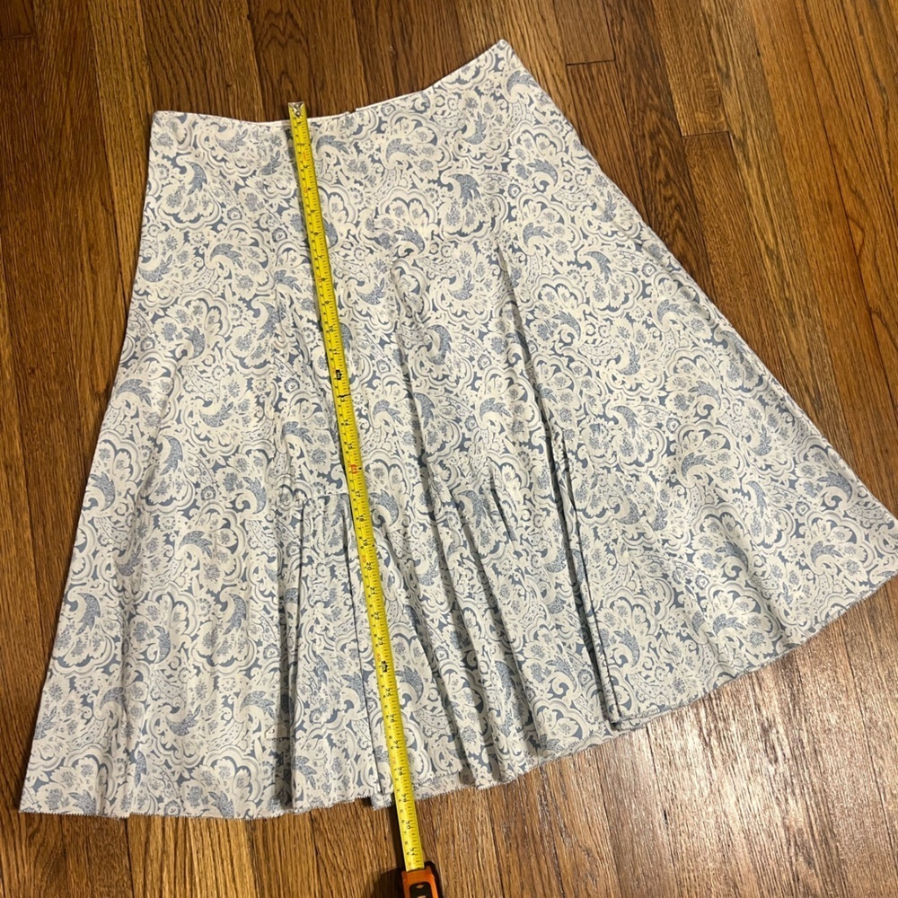 Elie Tahari Elegant Blue and Cream A-Line Skirt